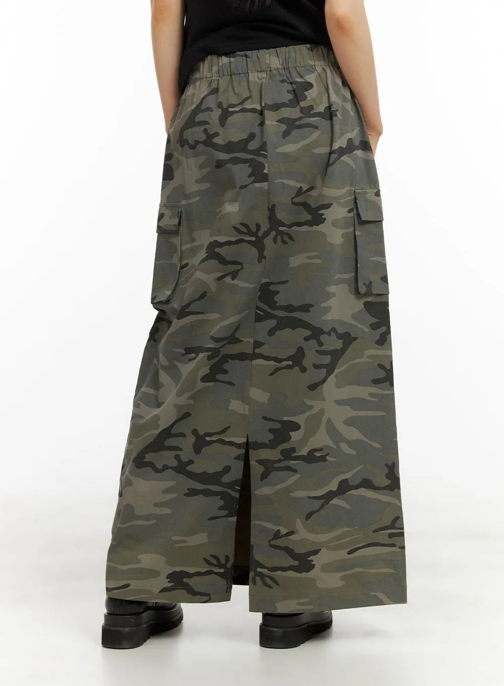 Camo Cargo Maxi Skirt CA418