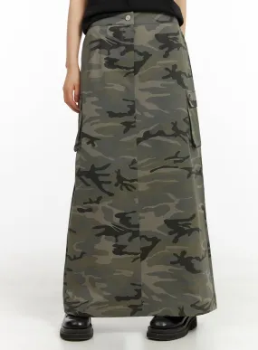 Camo Cargo Maxi Skirt CA418