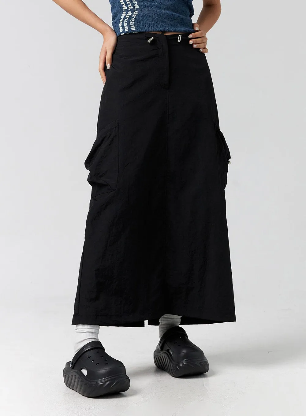 Cargo Nylon Maxi Skirt CG302