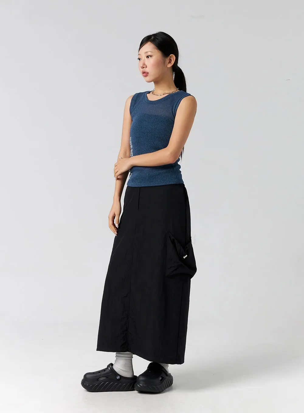 Cargo Nylon Maxi Skirt CG302