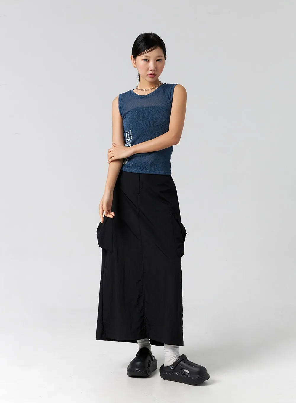 Cargo Nylon Maxi Skirt CG302