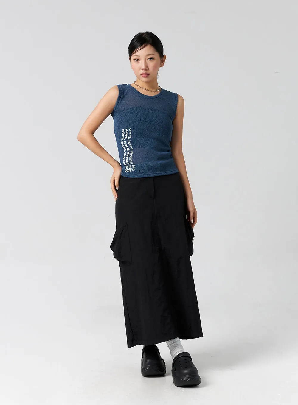 Cargo Nylon Maxi Skirt CG302