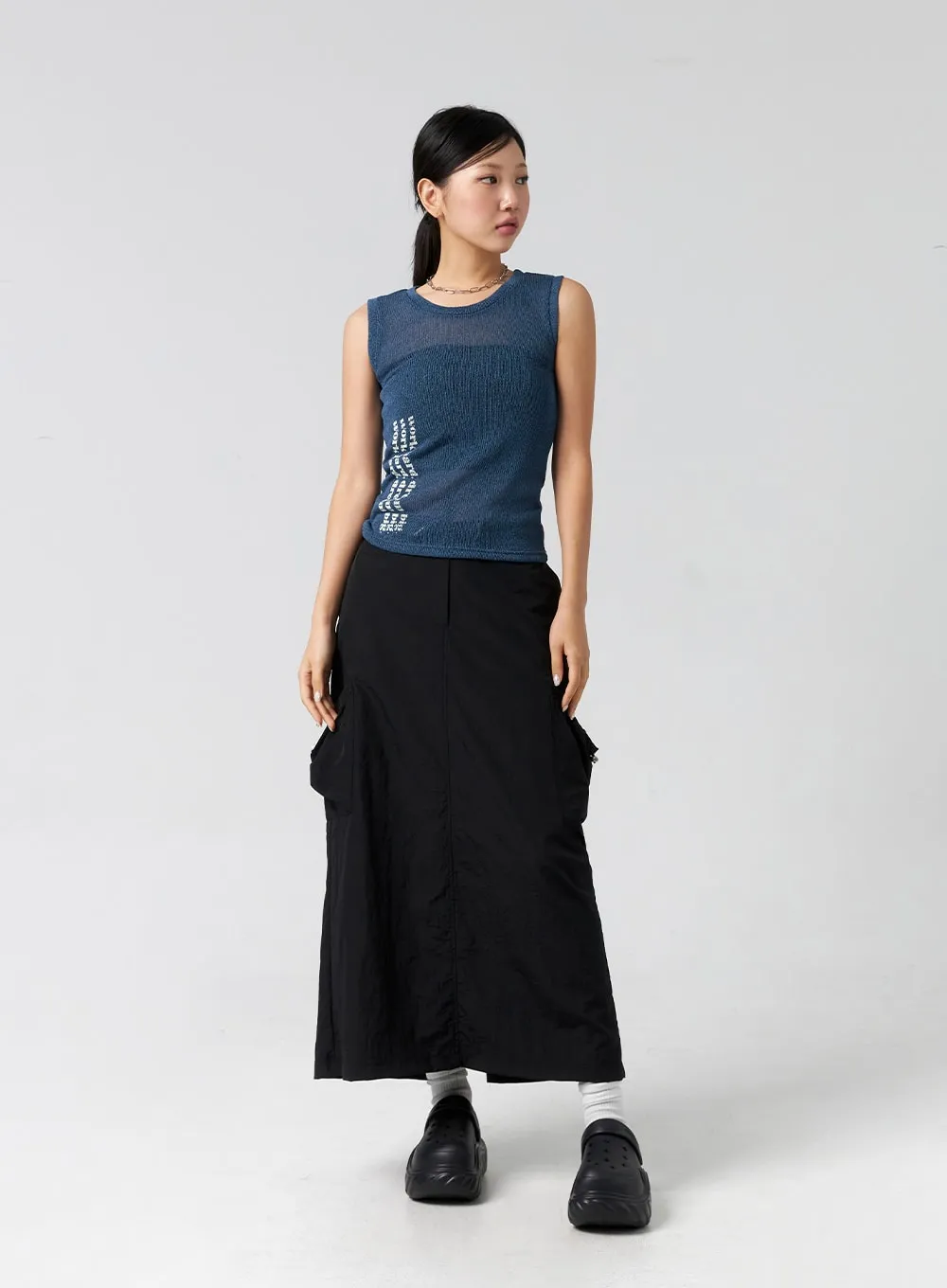 Cargo Nylon Maxi Skirt CG302