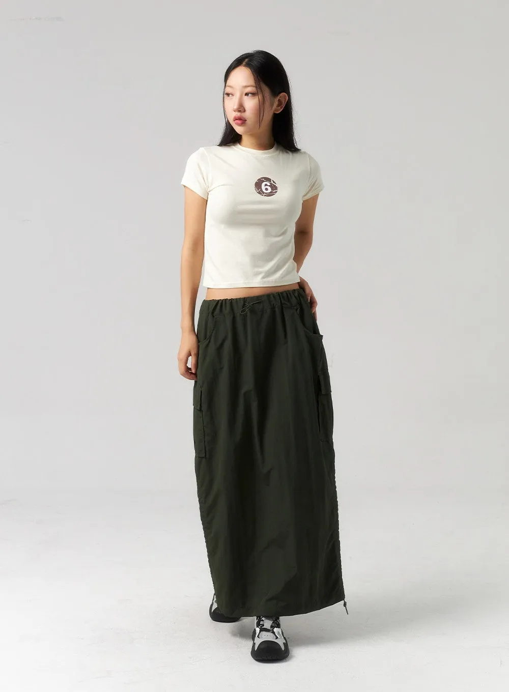 Cargo Nylon Maxi Skirt CU327