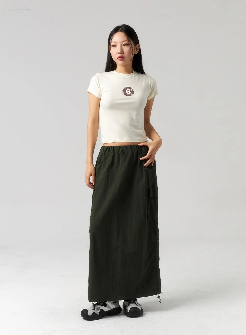 Cargo Nylon Maxi Skirt CU327