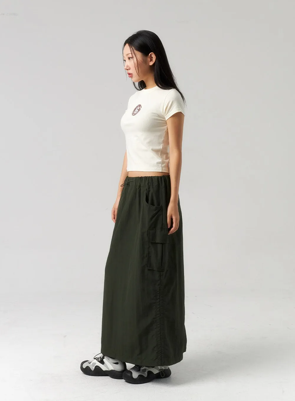 Cargo Nylon Maxi Skirt CU327