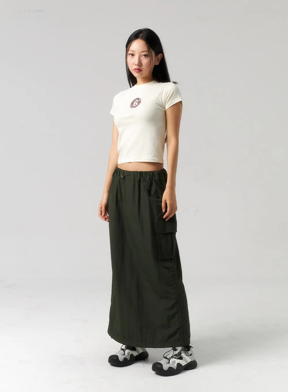 Cargo Nylon Maxi Skirt CU327