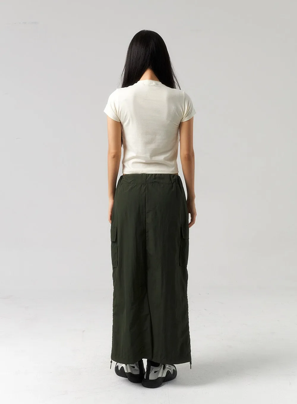 Cargo Nylon Maxi Skirt CU327