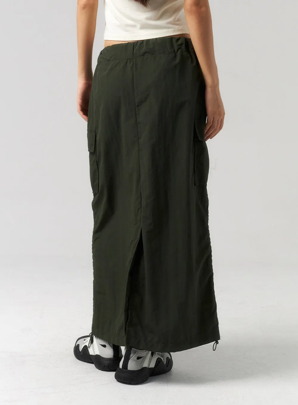 Cargo Nylon Maxi Skirt CU327