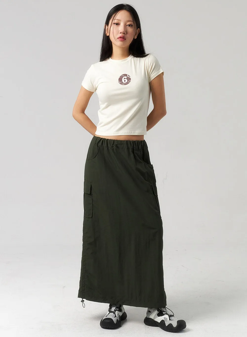 Cargo Nylon Maxi Skirt CU327