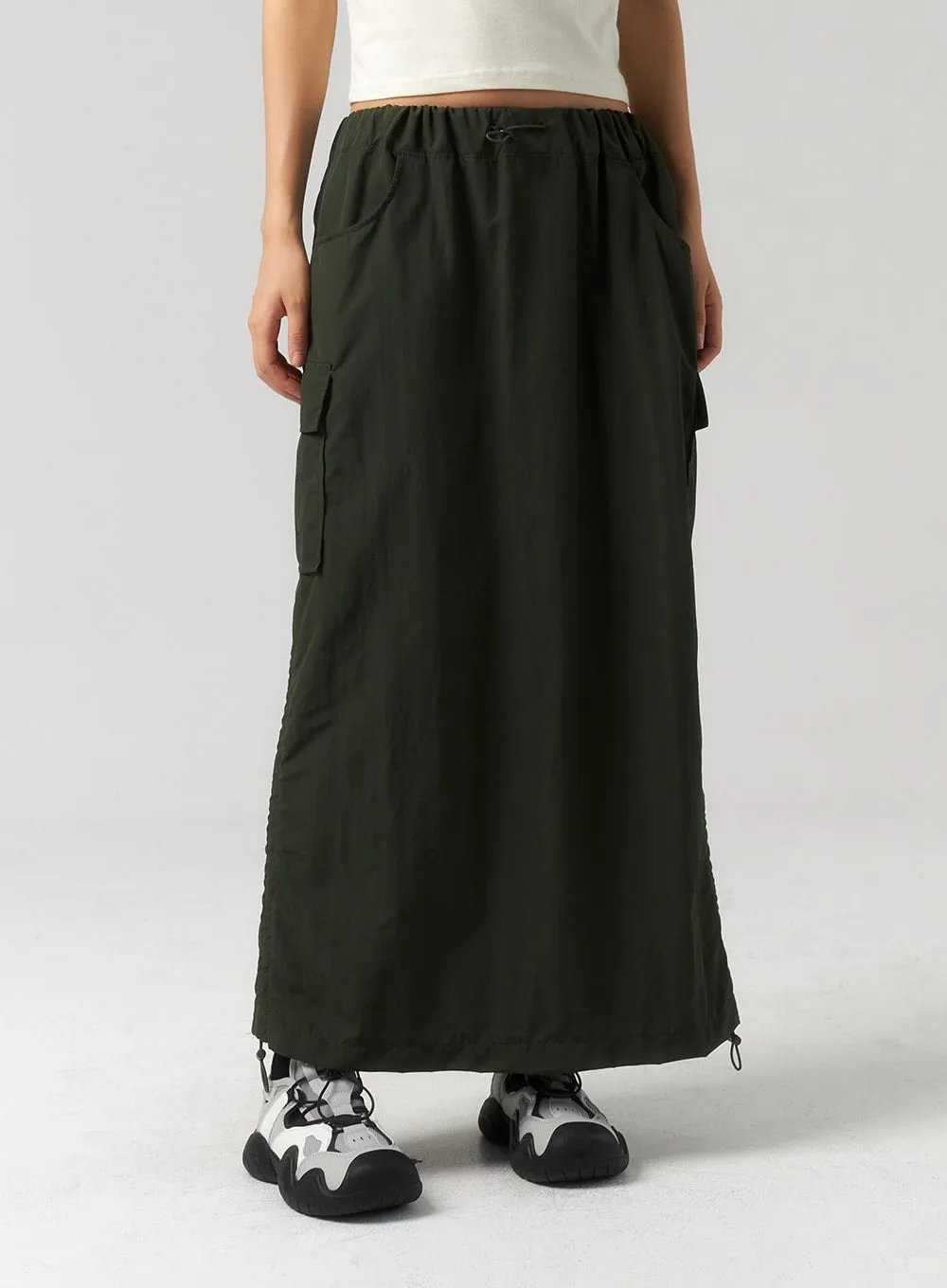 Cargo Nylon Maxi Skirt CU327