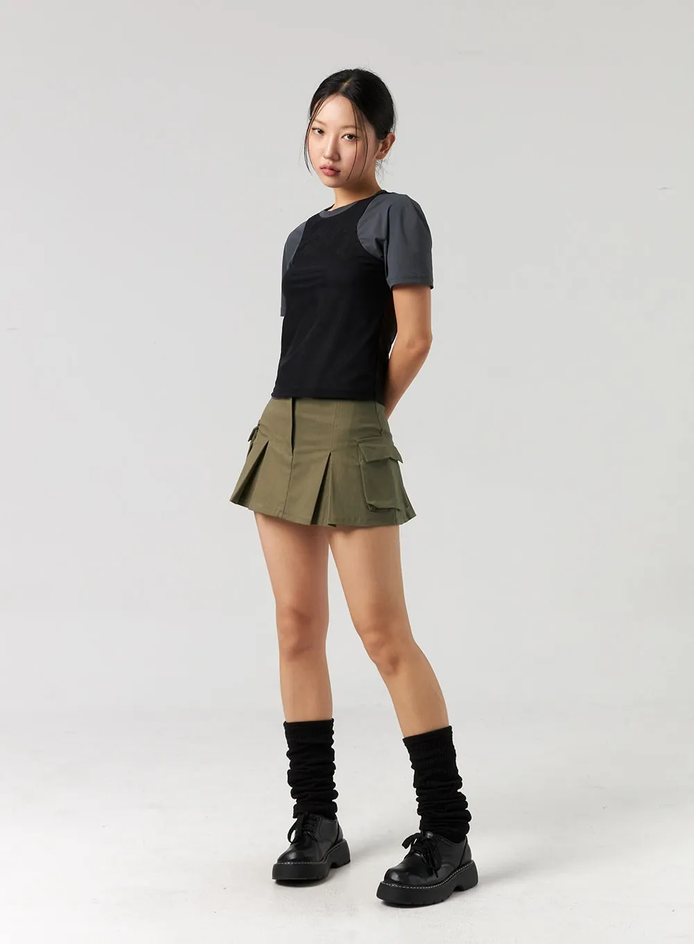 Cargo Pleated Mini Skirt CL326