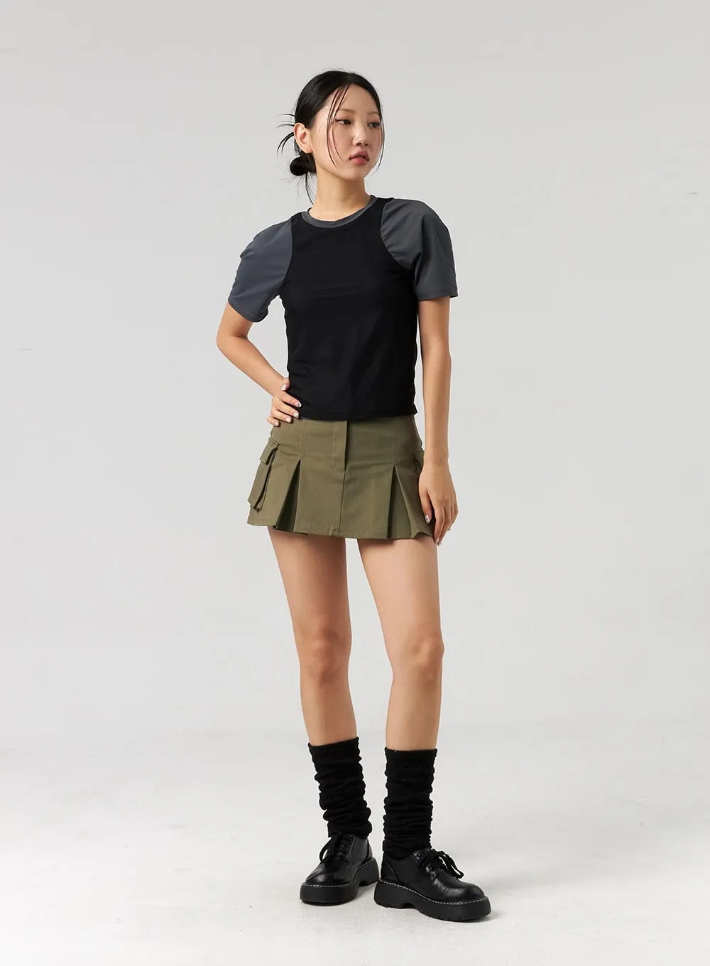 Cargo Pleated Mini Skirt CL326