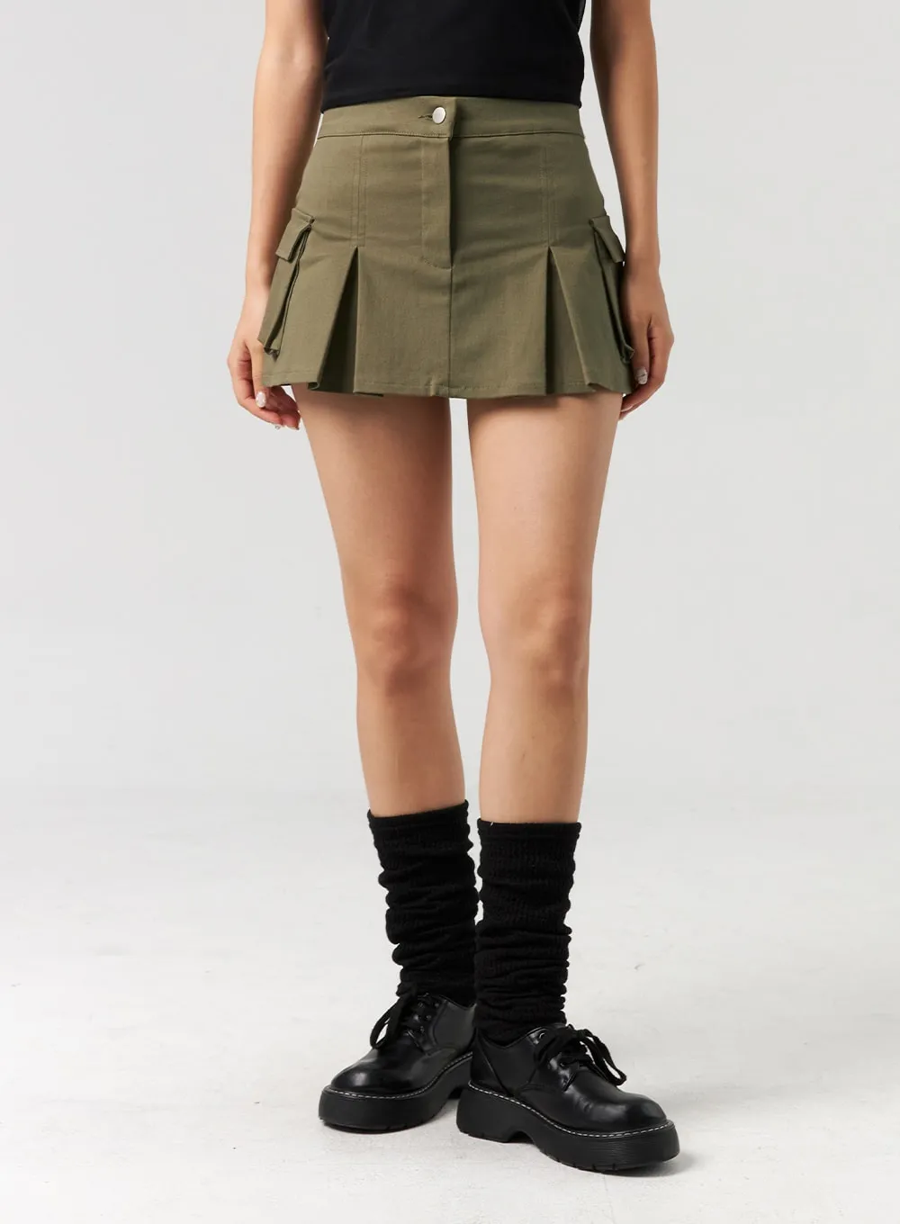 Cargo Pleated Mini Skirt CL326