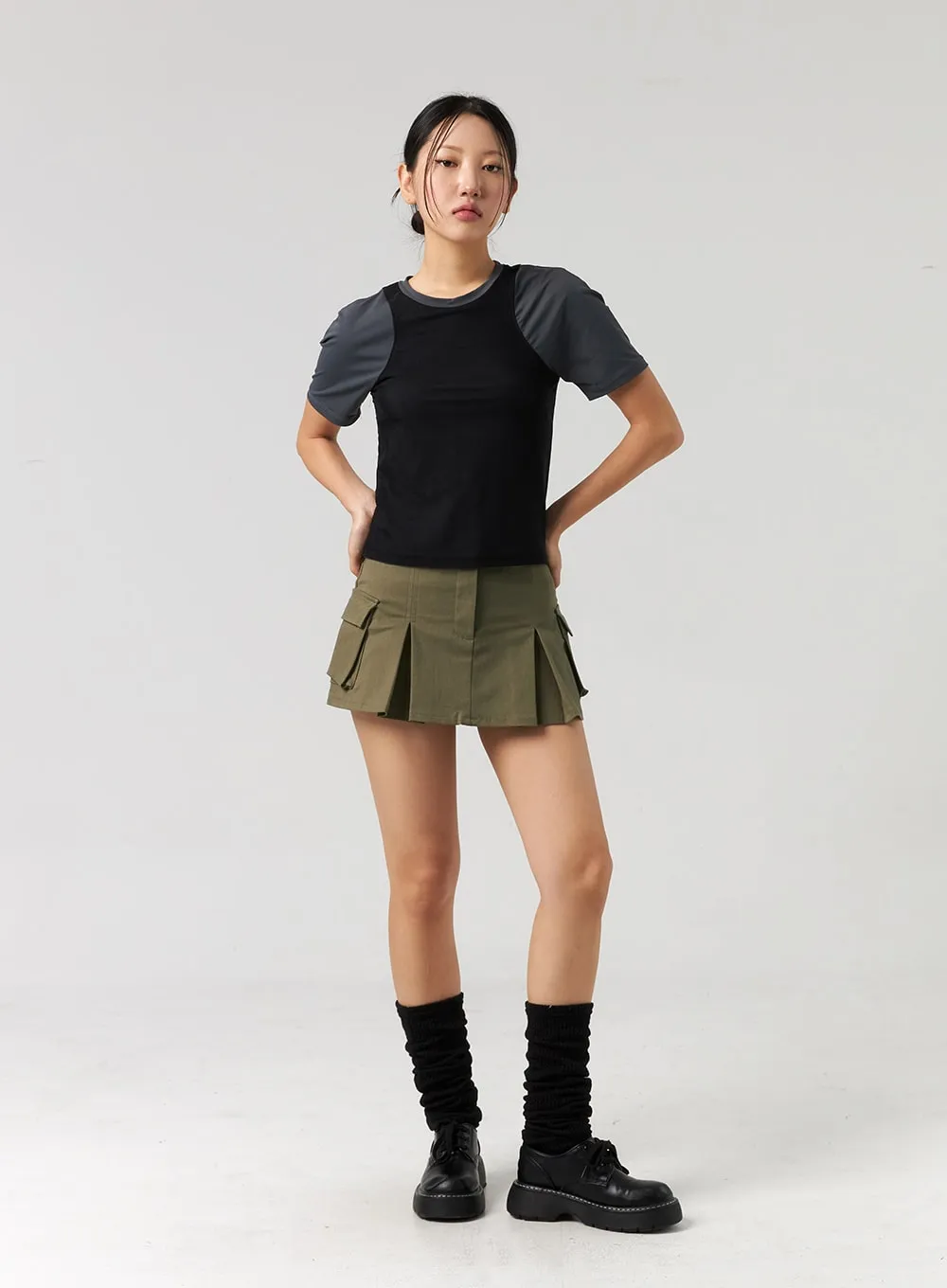 Cargo Pleated Mini Skirt CL326