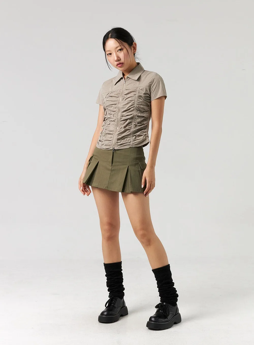 Cargo Pleated Mini Skirt CL326