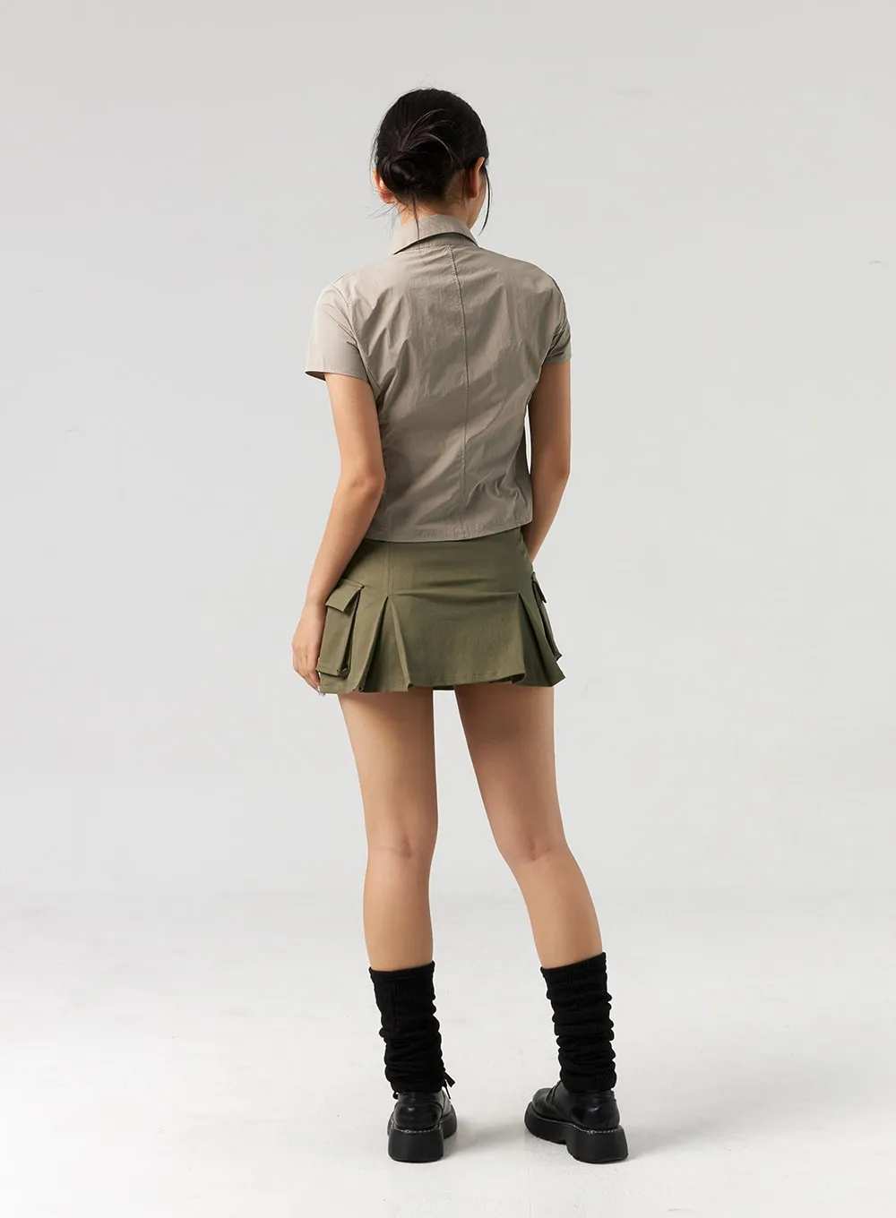 Cargo Pleated Mini Skirt CL326