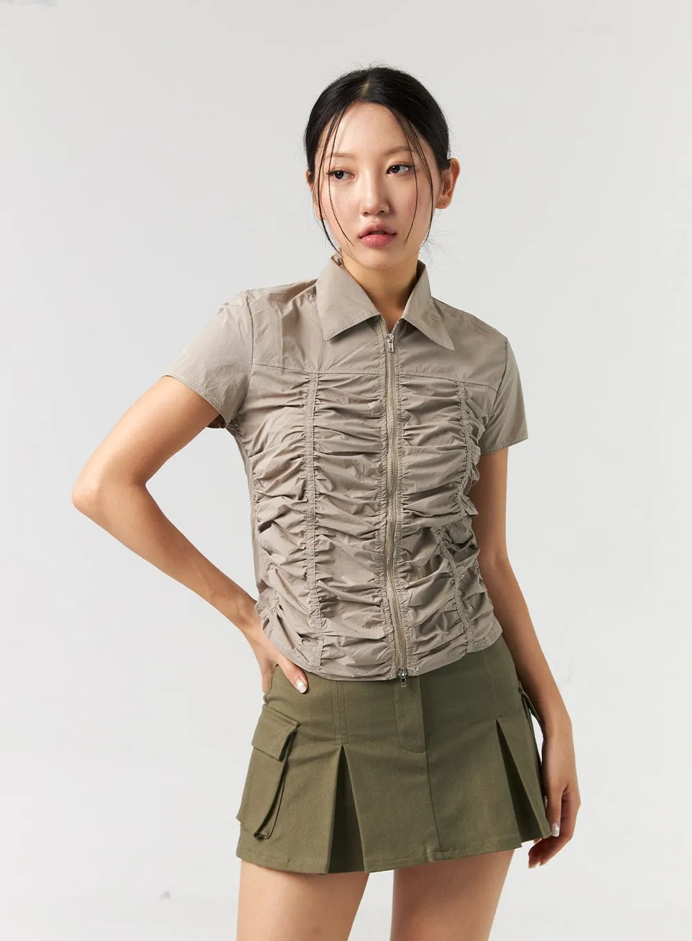 Cargo Pleated Mini Skirt CL326