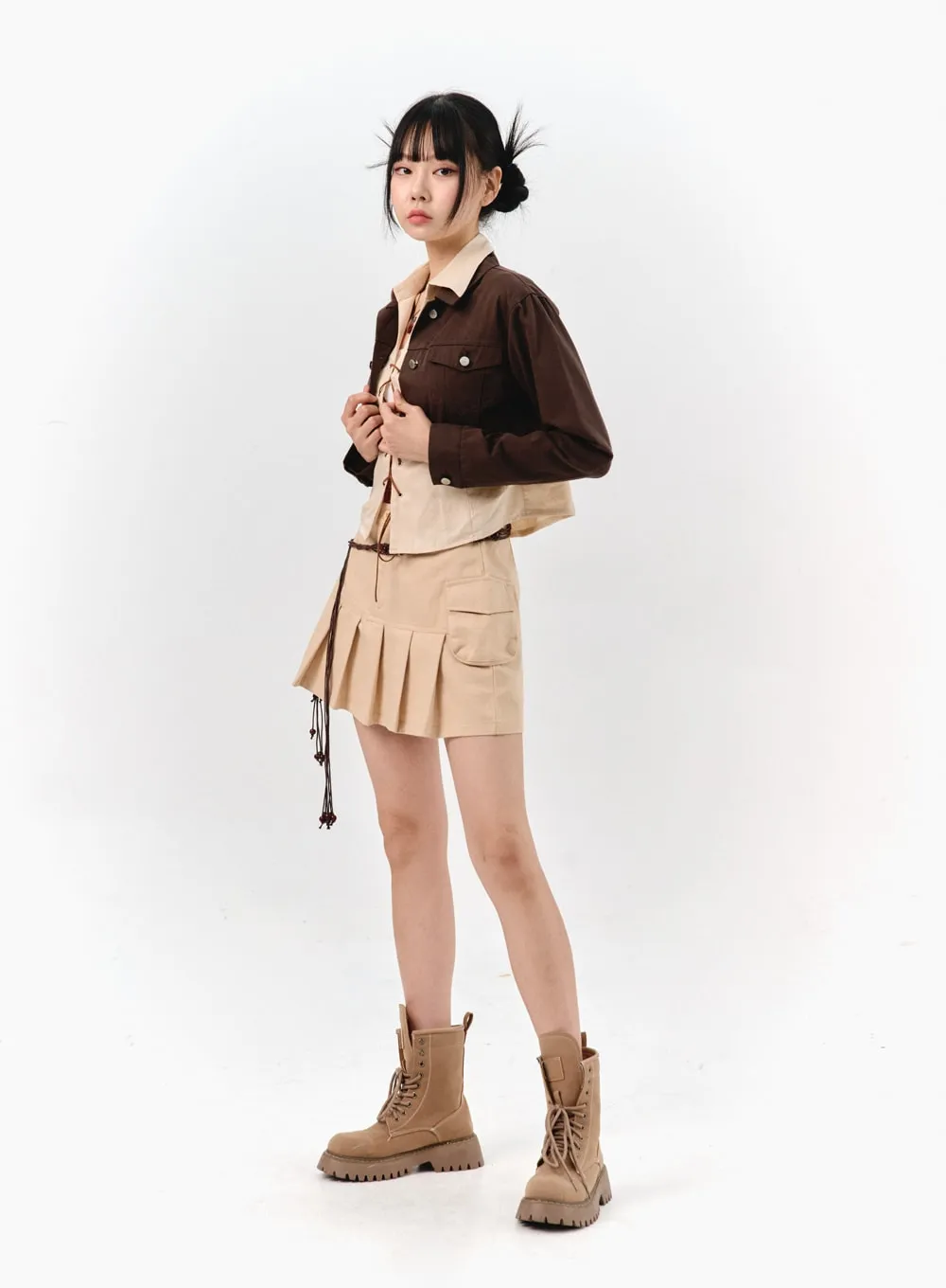 Cargo Pleated Mini Skirt IS322