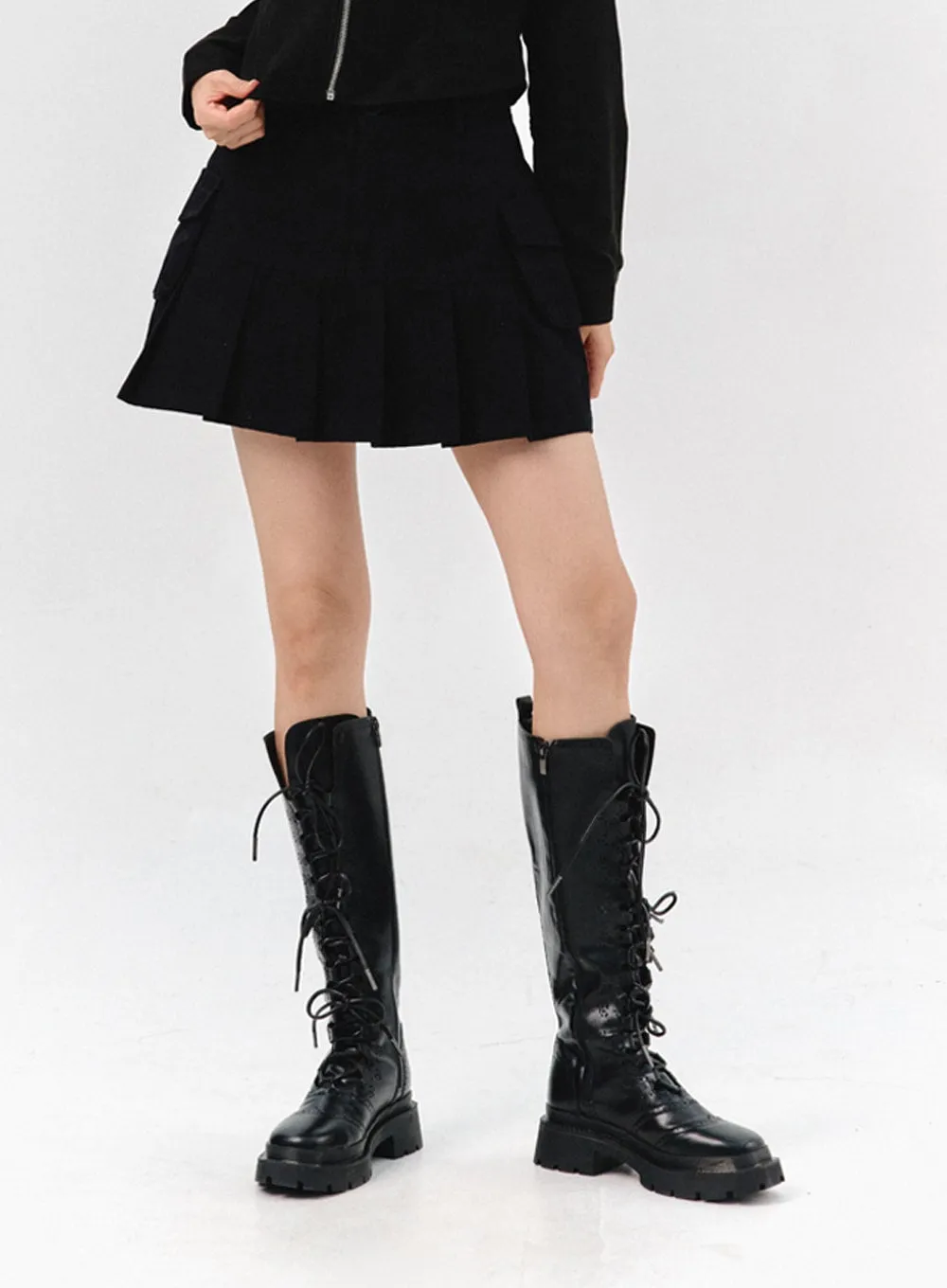 Cargo Pleated Mini Skirt IS322