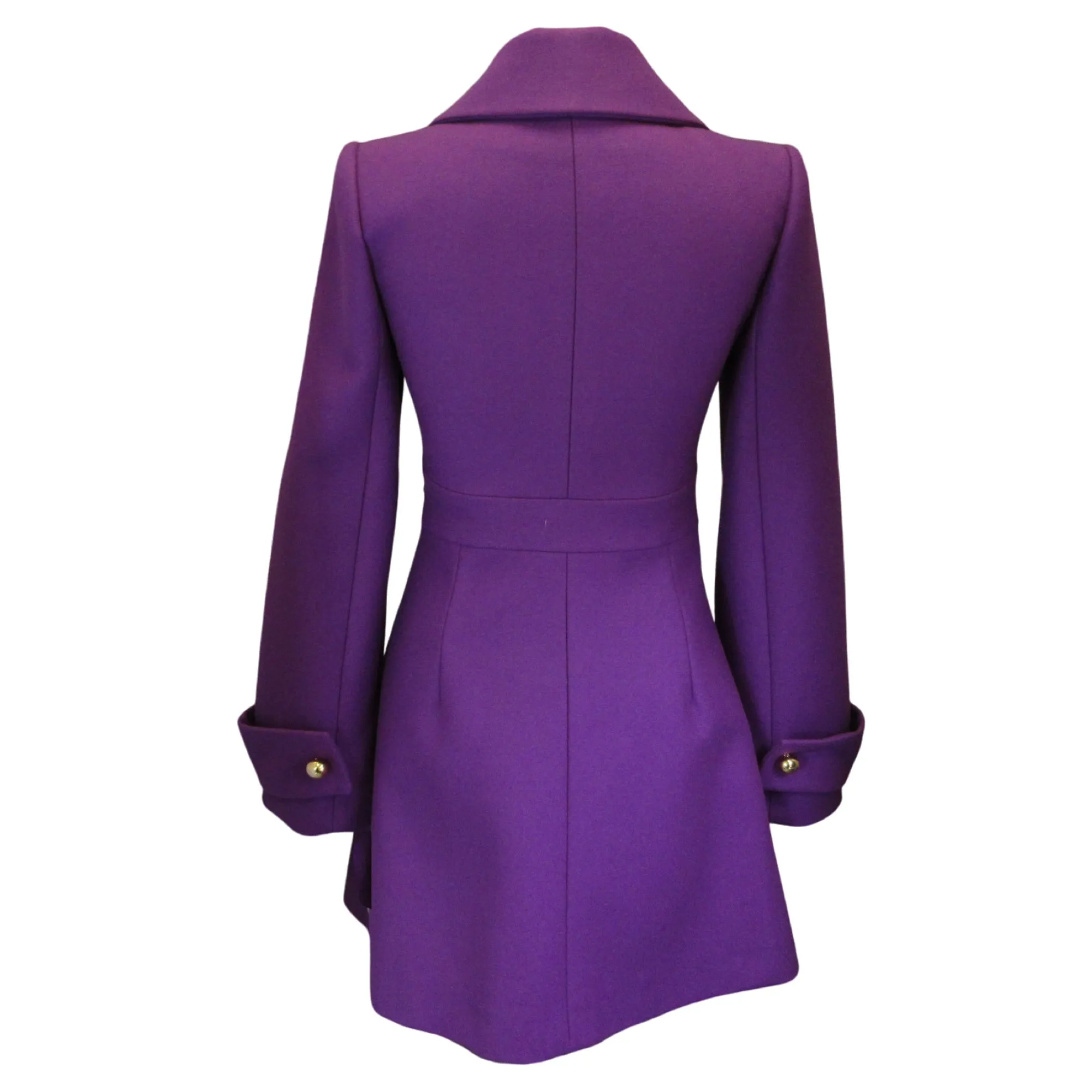 Carolina Herrera Purple Bejeweled Wool Coat