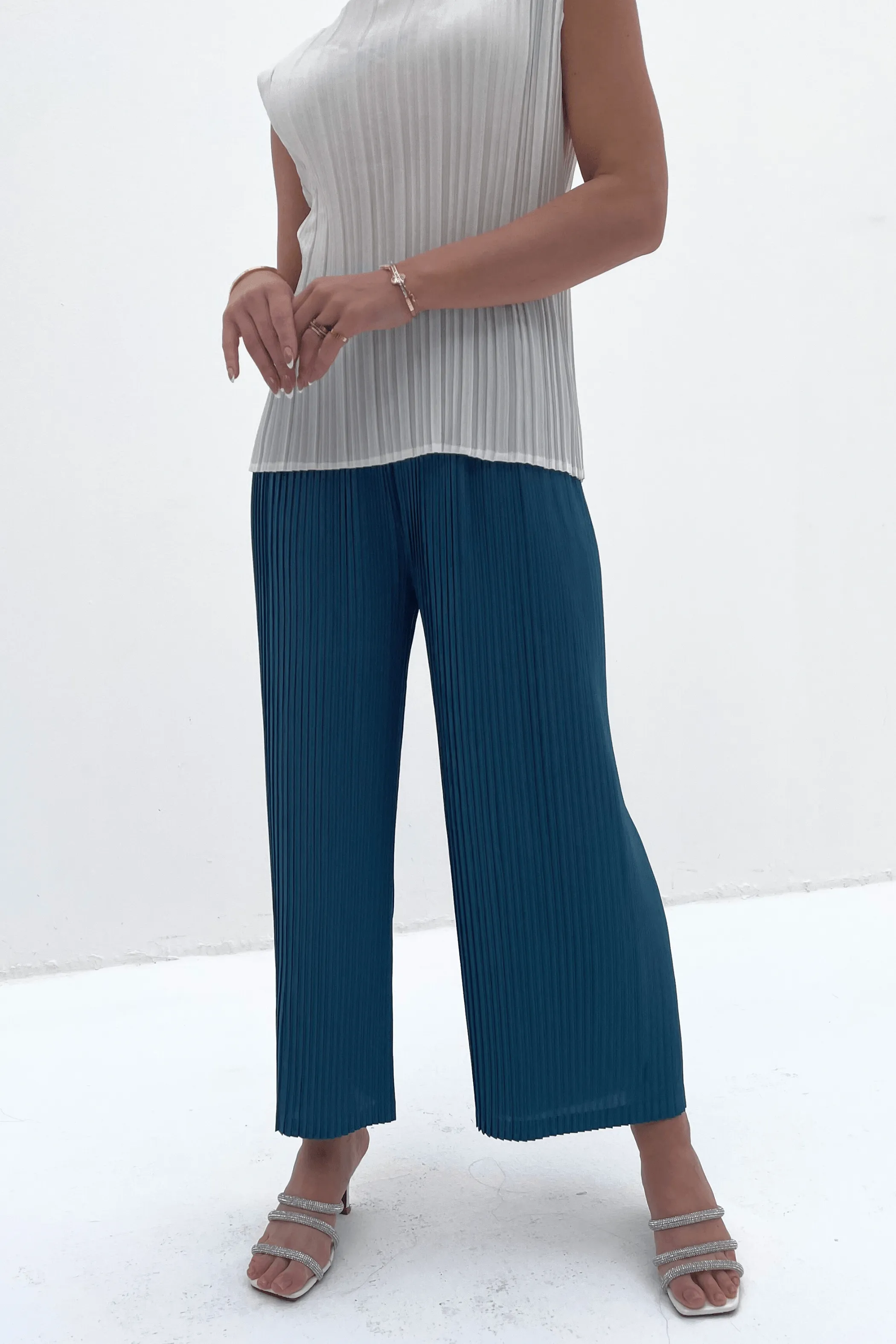 Charlotte Knife Pleat Straight Cut Pants