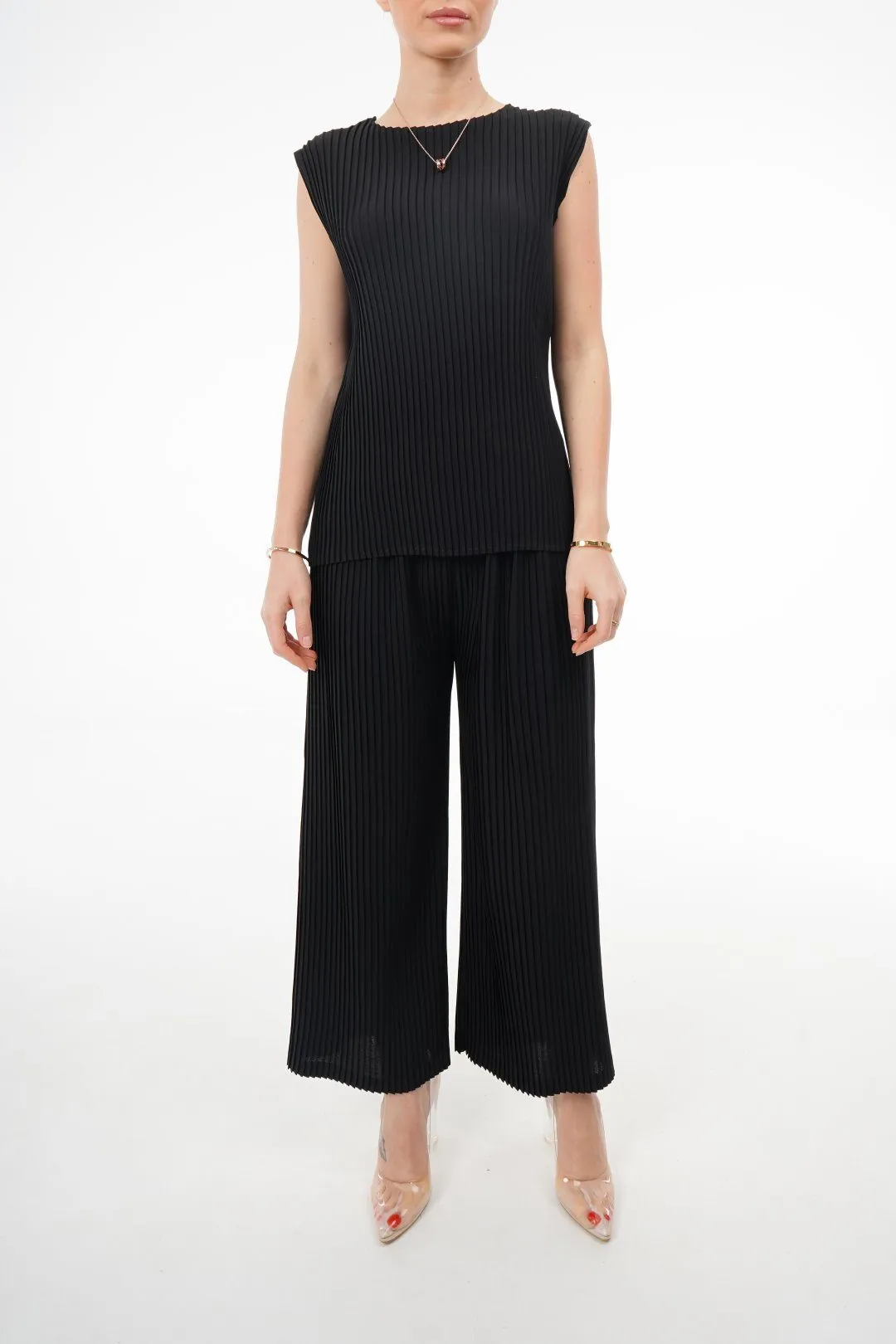 Charlotte Knife Pleat Straight Cut Pants