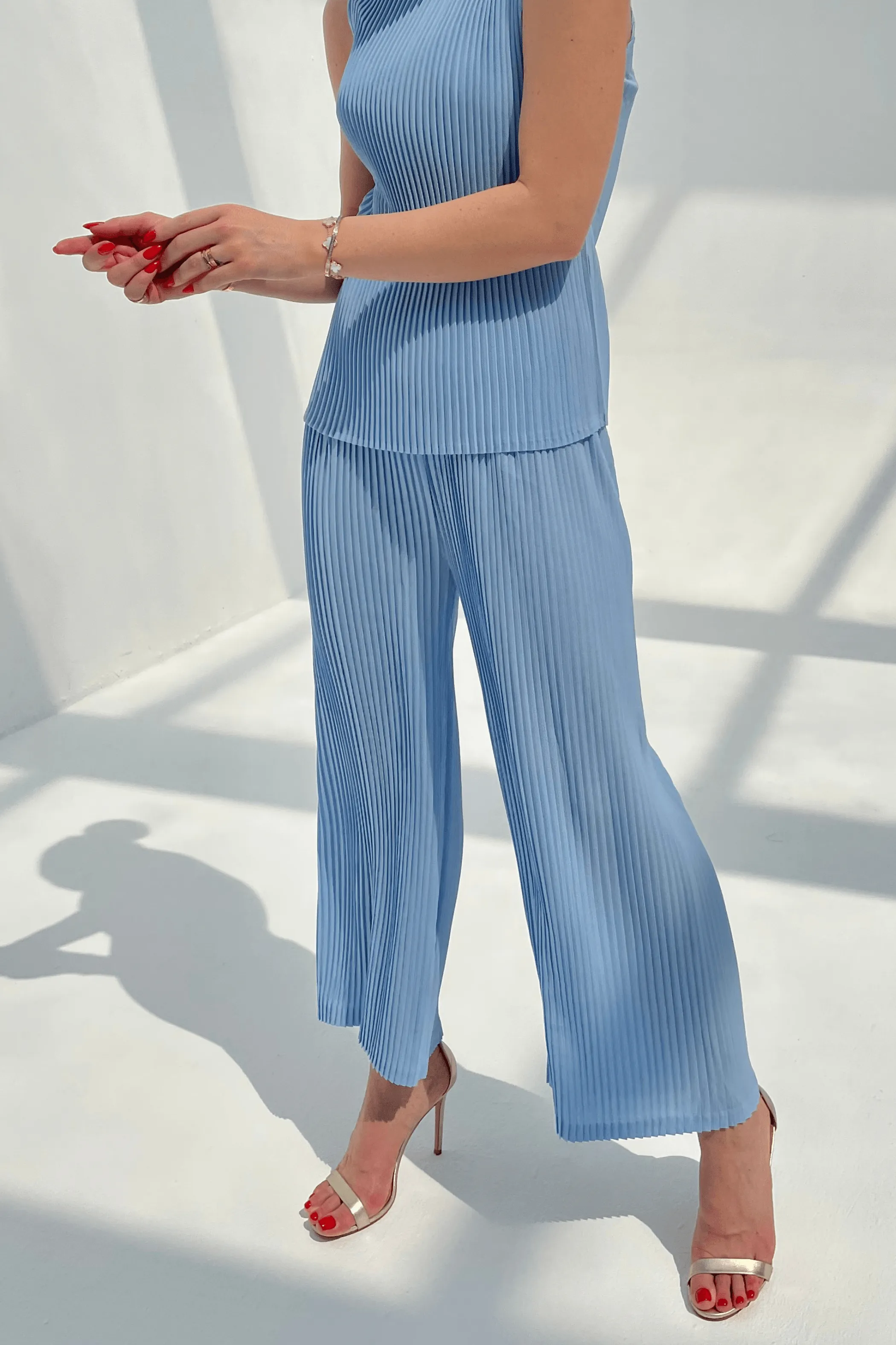 Charlotte Knife Pleat Straight Cut Pants