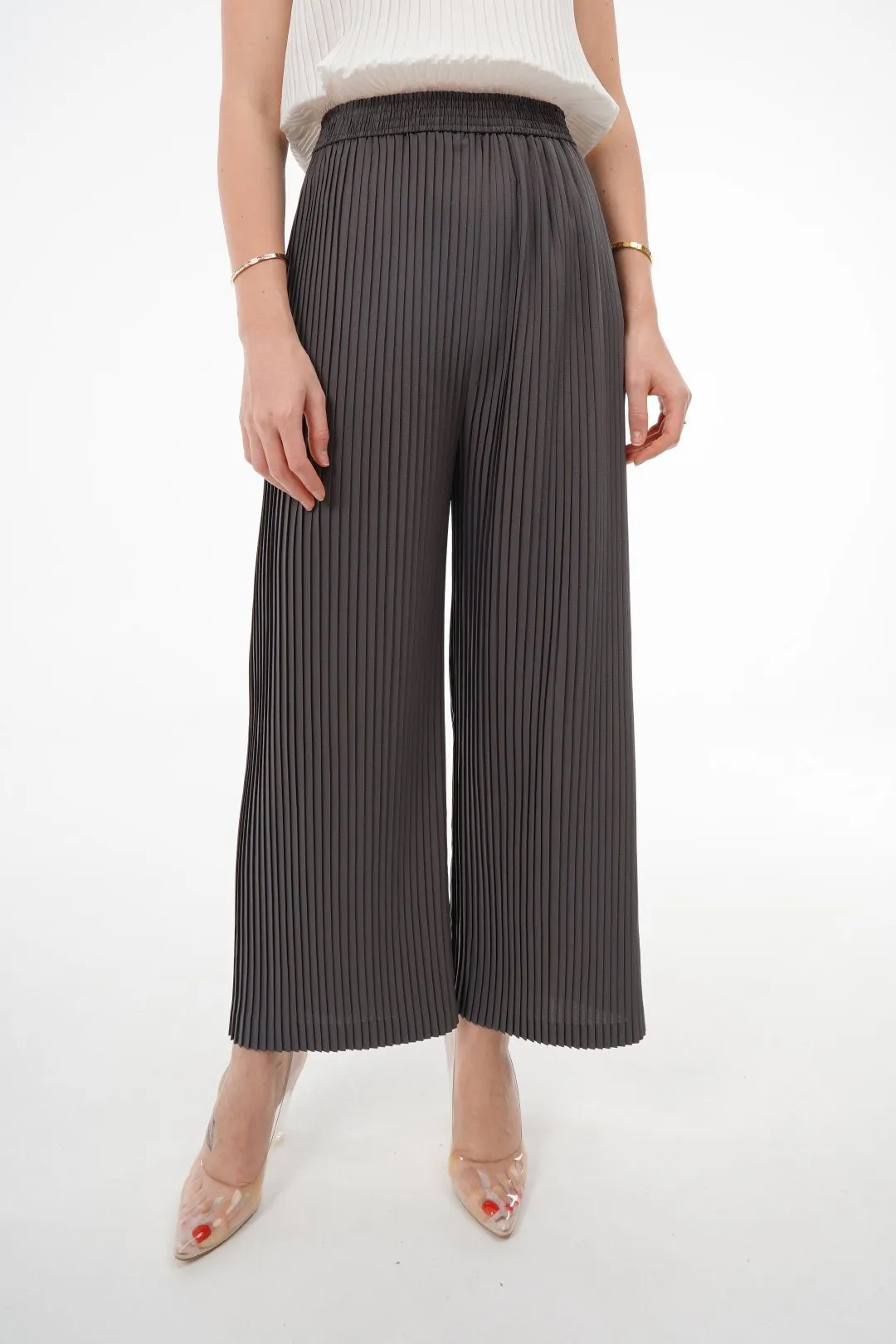 Charlotte Knife Pleat Straight Cut Pants