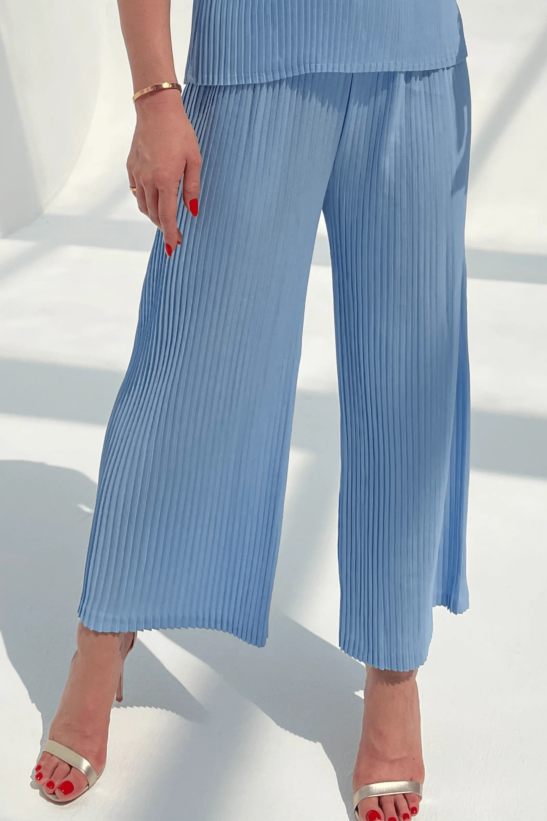 Charlotte Knife Pleat Straight Cut Pants