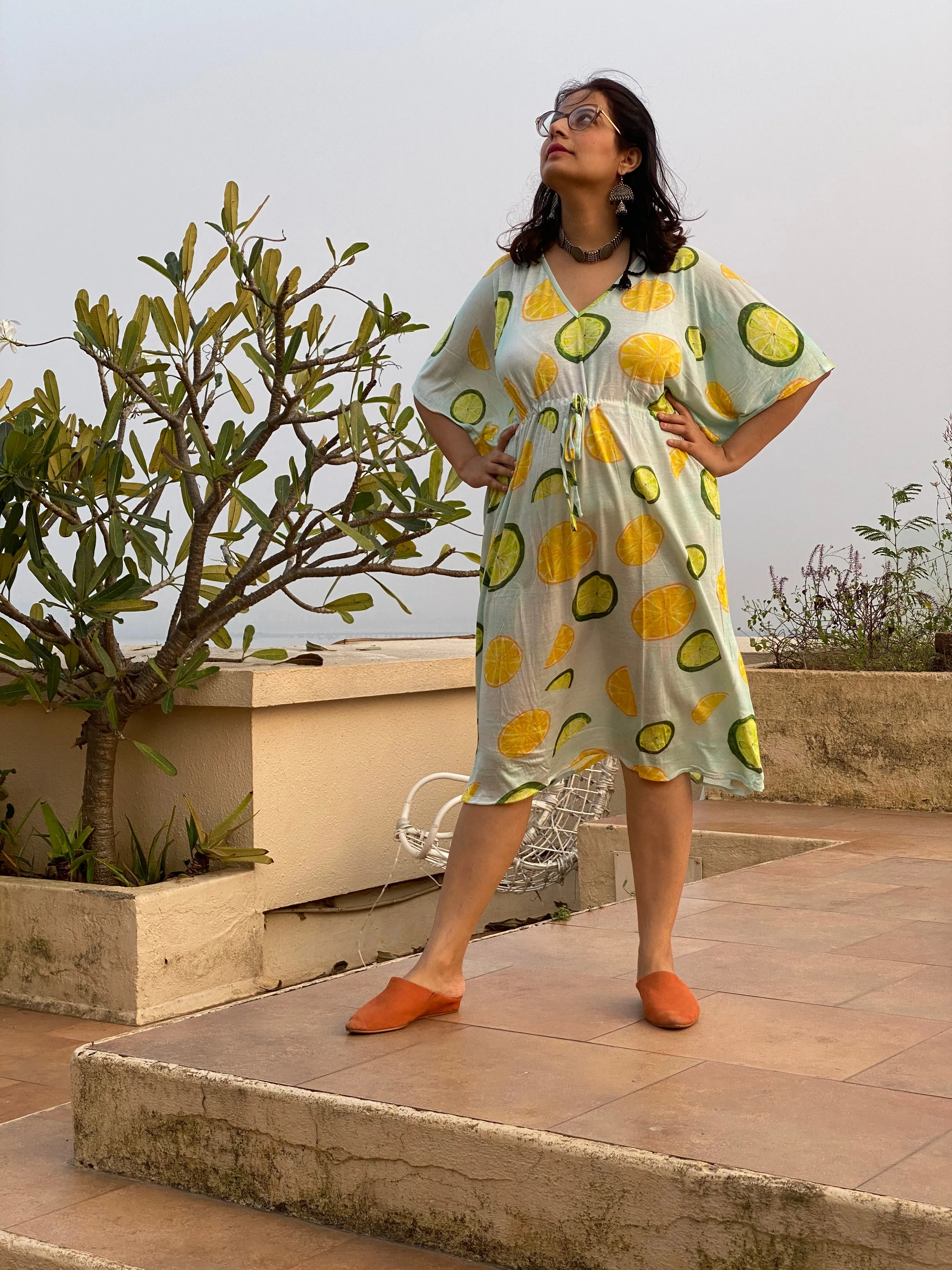 Citrus Dreams "Timeless" Style Caftan | Soft Jersey Knit Organic Cotton | Perfect Loungewear House Dress