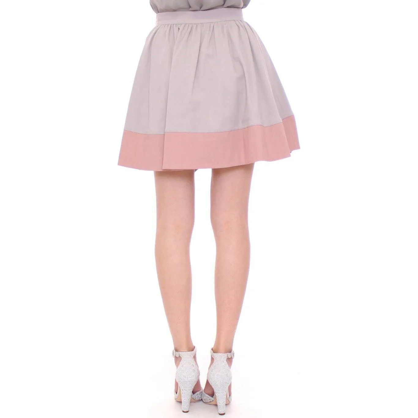 Comeforbreakfast Sleek Pleated Mini Skirt in Pink and Gray