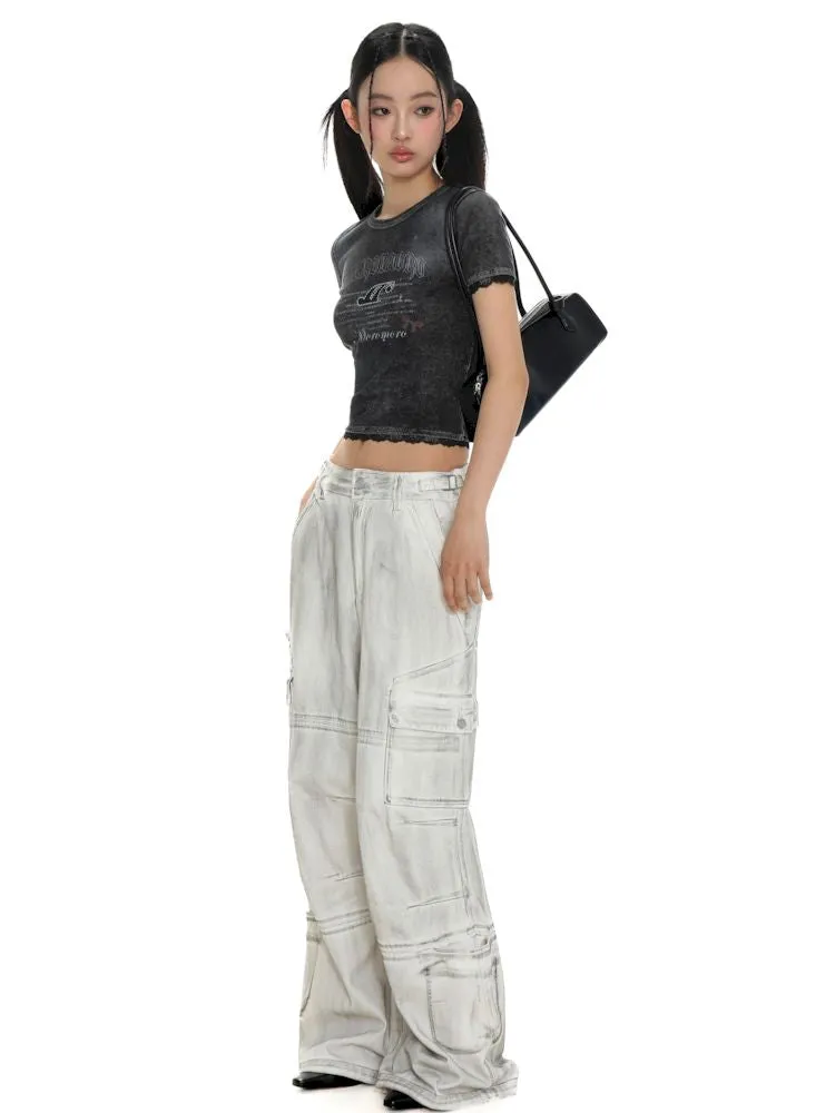 Crafted Pleated Skirt Straight Denim Workwear Pants【s0000008624】