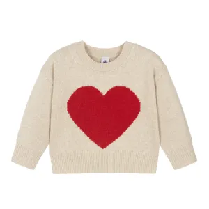 Cream Red Heart Graphic Sweater