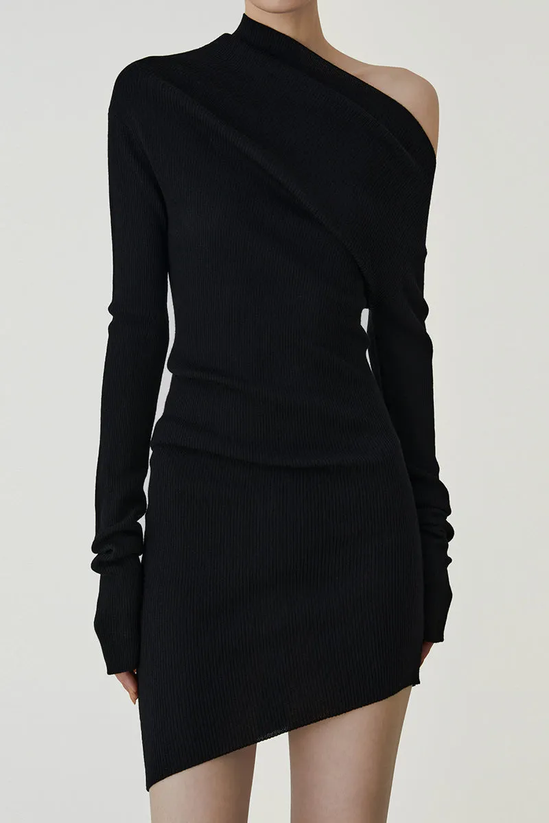 Curved Multi-wear Wool Knit Dress