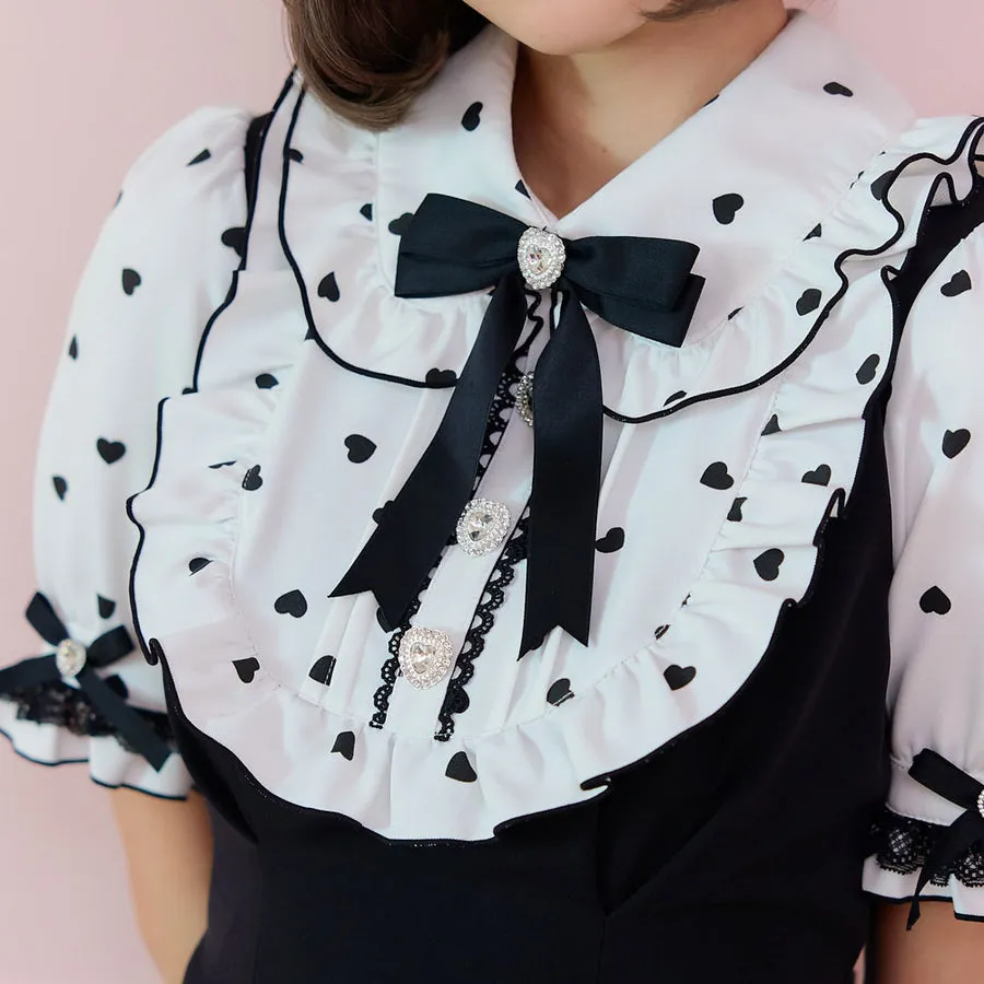 Dear My Love jirai kei heart polka dot tunic & shorts set