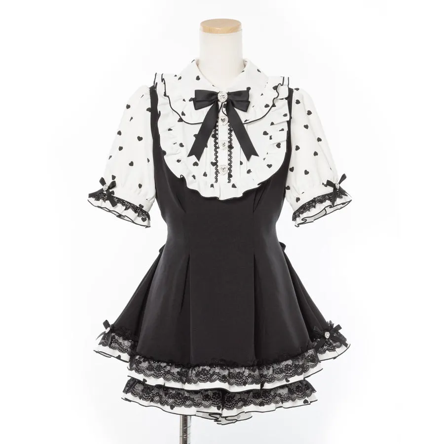 Dear My Love jirai kei heart polka dot tunic & shorts set