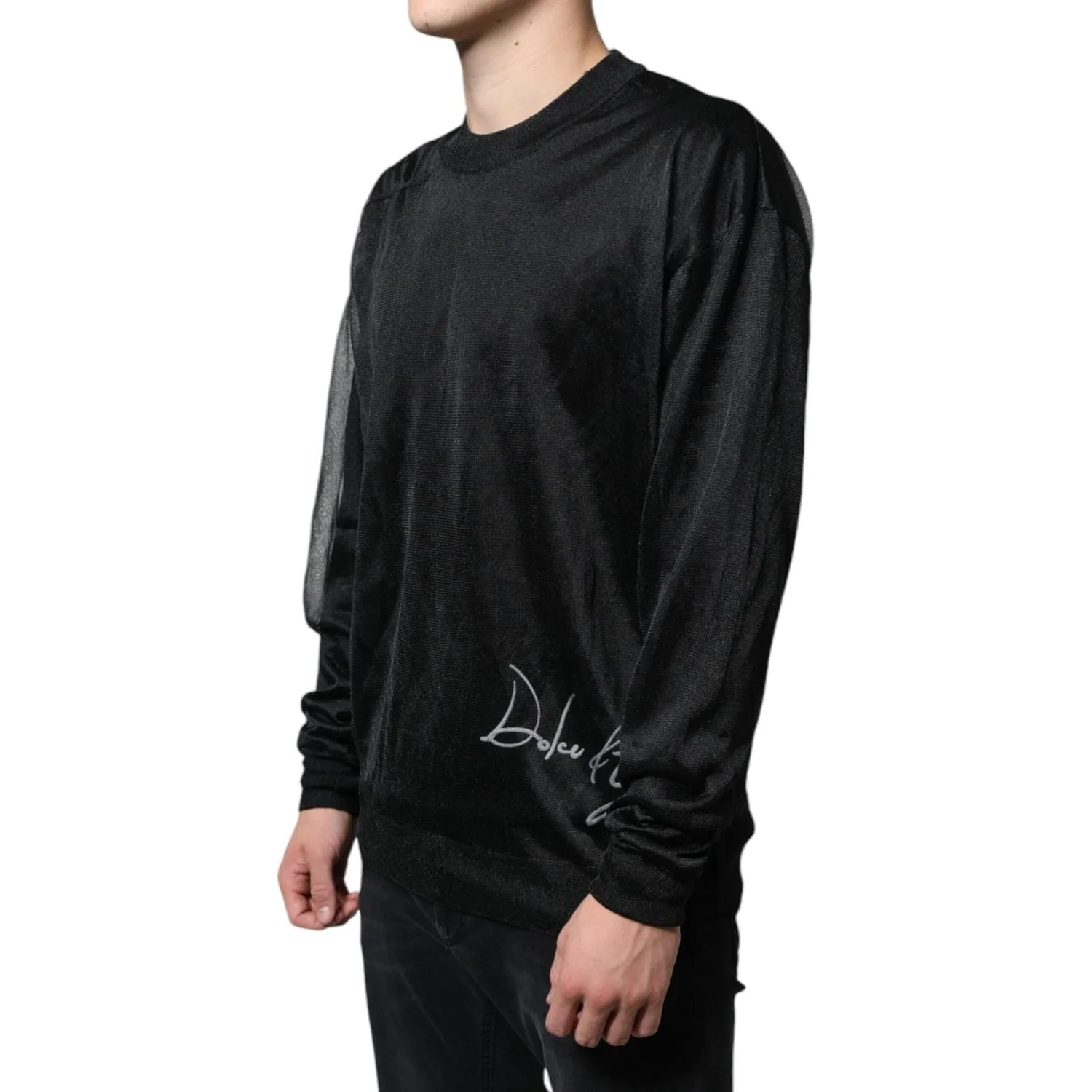 Dolce & Gabbana Black Polyester Pullover Sweatshirt Sweater