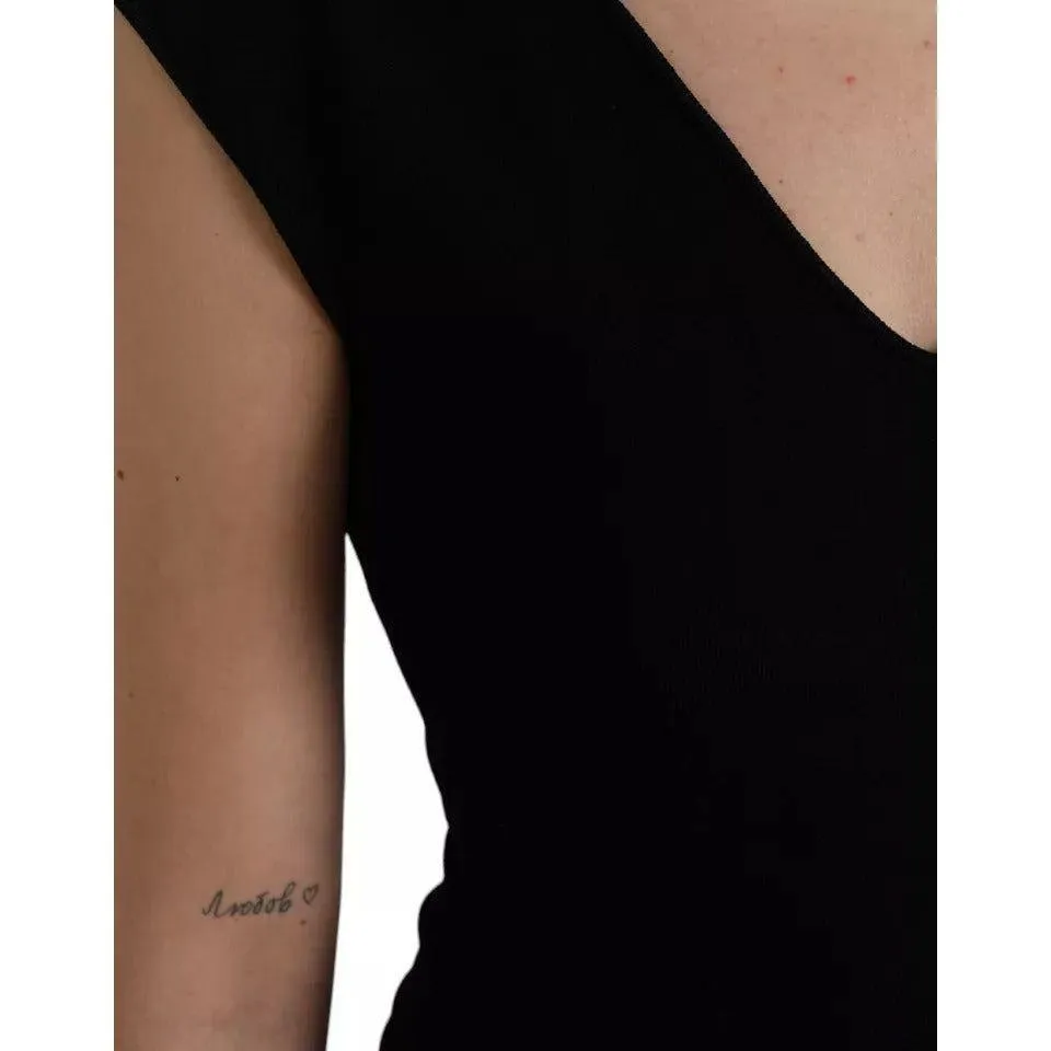 Dolce & Gabbana Black Viscose Sleeveless Bodycon Midi Dress