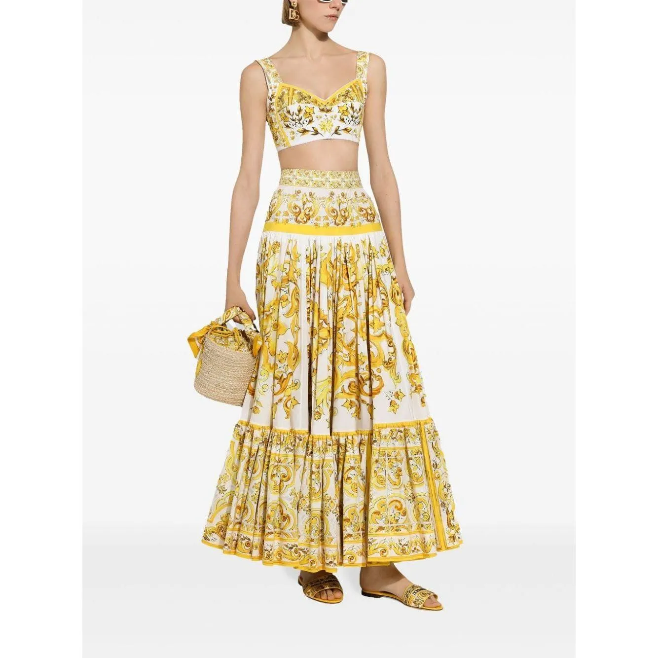 Dolce & Gabbana cotton poplin Skirts Yellow