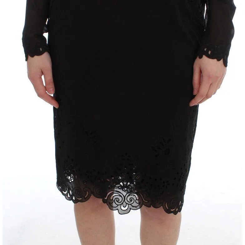 Dolce & Gabbana Elegant Black Floral Lace Sheath Dress