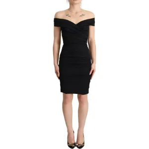 Dolce & Gabbana Elegant Black Silk Off-shoulder Dress