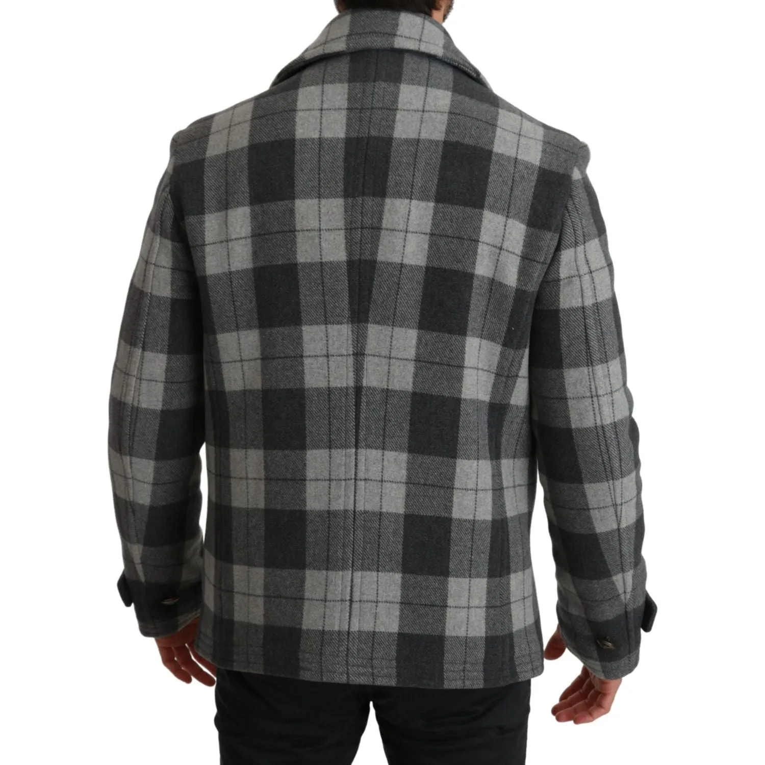 Dolce & Gabbana Elegant Gray Check Double Breasted Coat