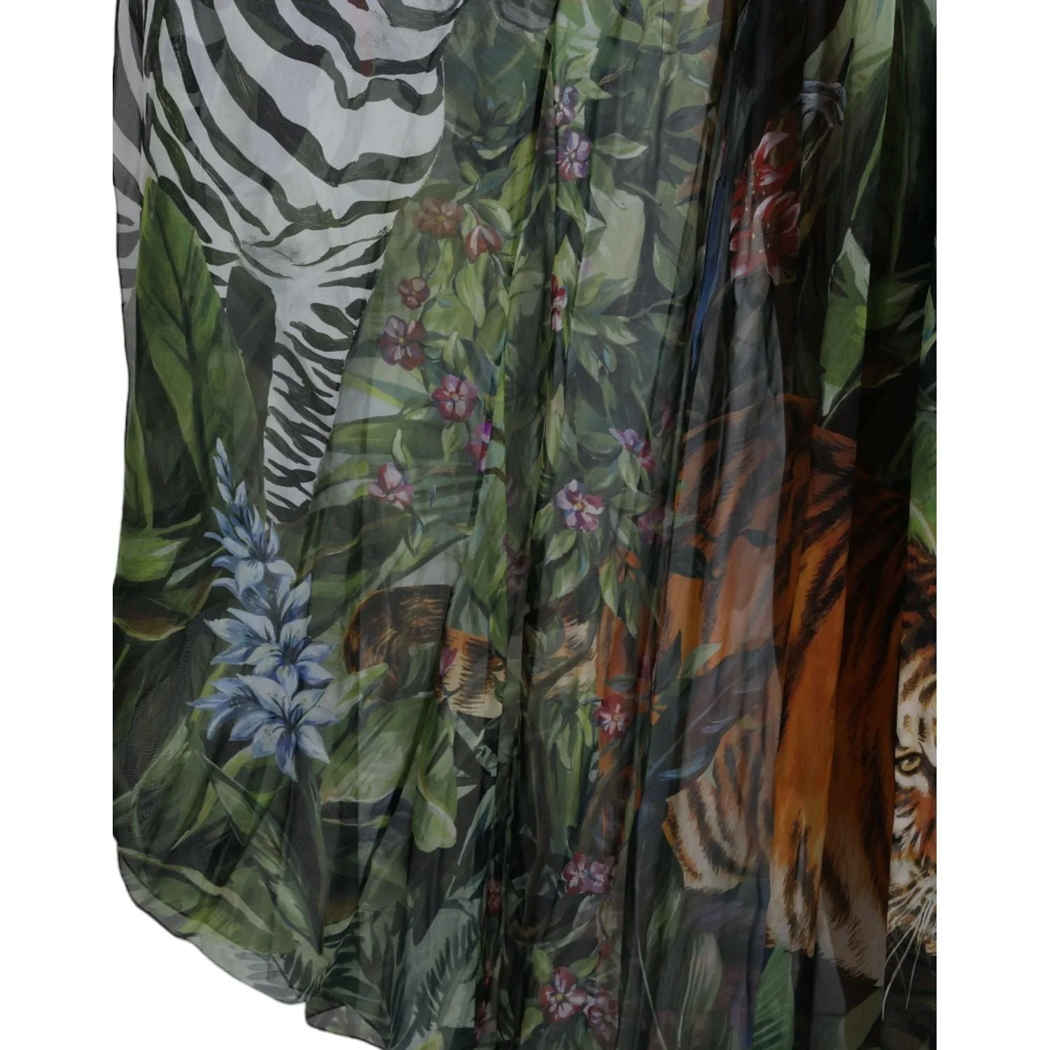 Dolce & Gabbana Elegant Jungle Print Maxi Silk Dress