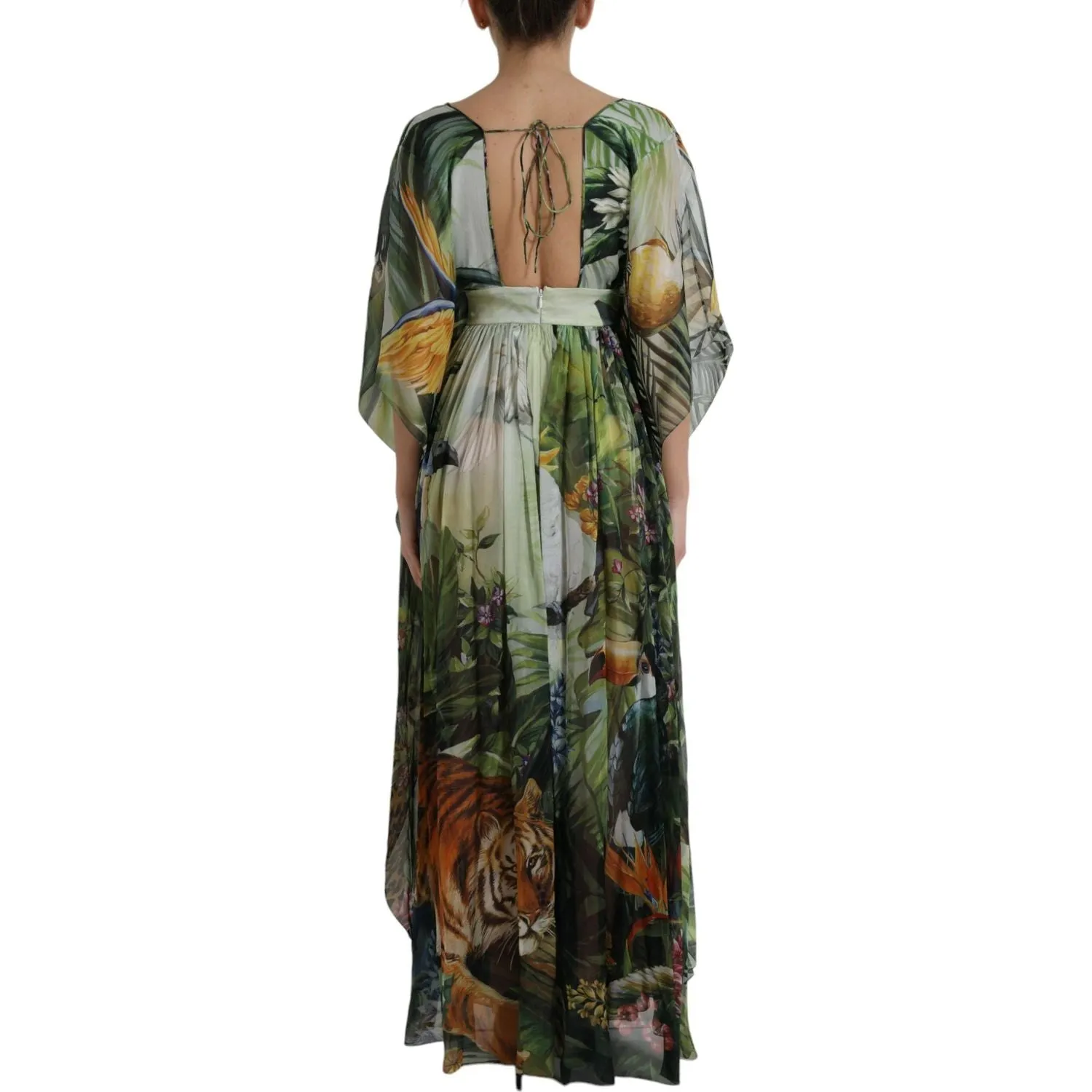 Dolce & Gabbana Elegant Jungle Print Maxi Silk Dress