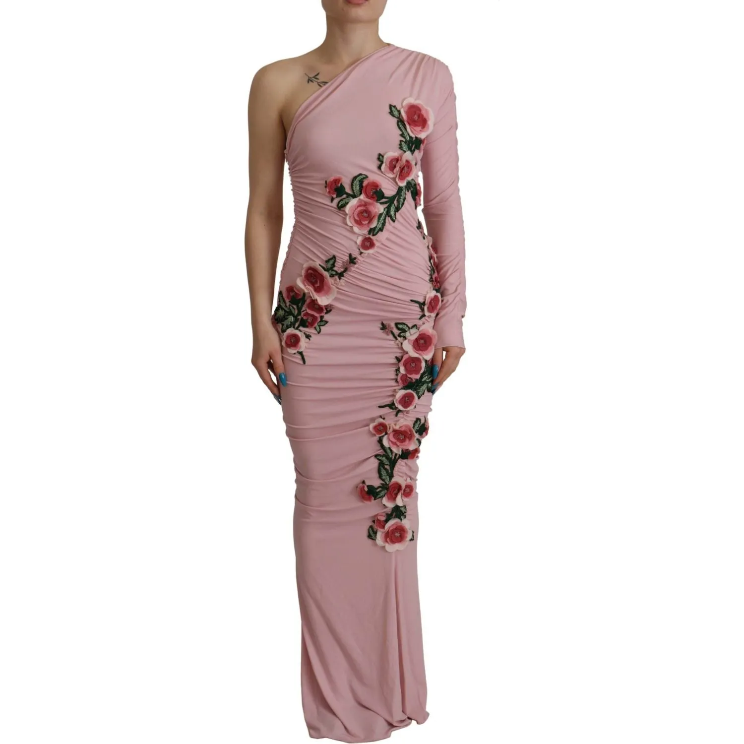 Dolce & Gabbana Elegant Pink One Shoulder Bodycon Dress