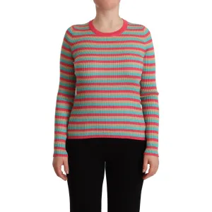 Dolce & Gabbana Elegant Striped Silk Crew Neck Pullover