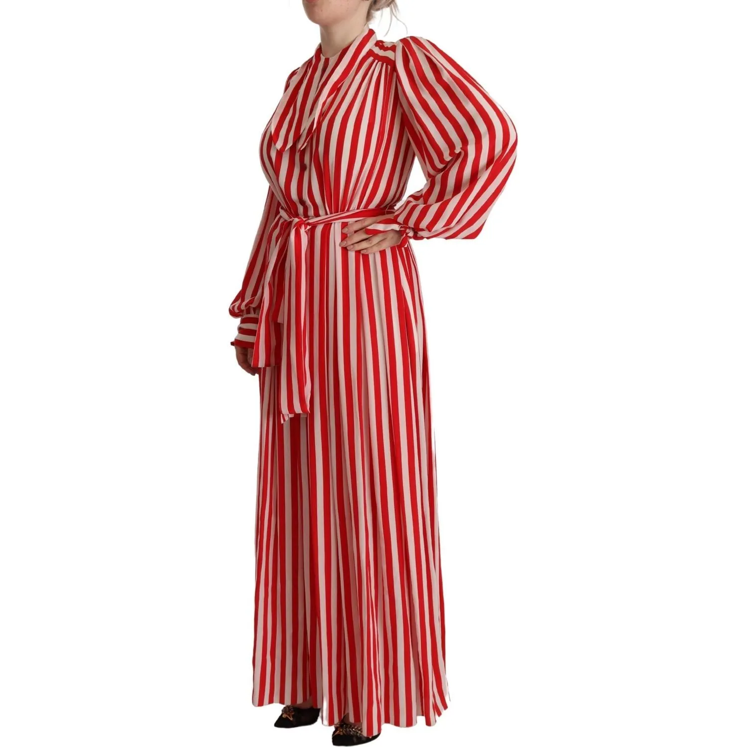 Dolce & Gabbana Elegant Striped Silk Maxi Dress