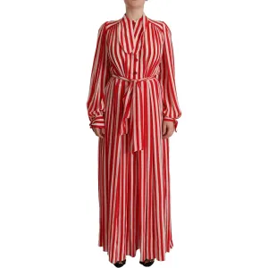 Dolce & Gabbana Elegant Striped Silk Maxi Dress