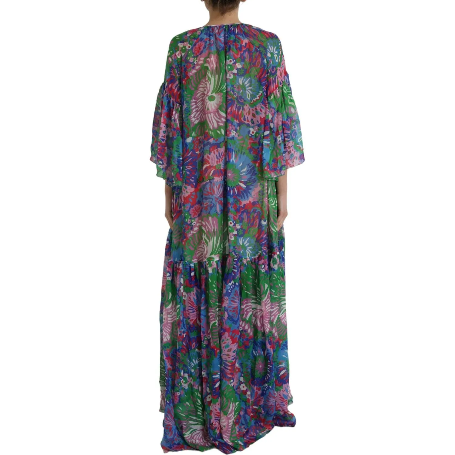 Dolce & Gabbana Multicolor Floral Silk Kaftan Maxi Dress